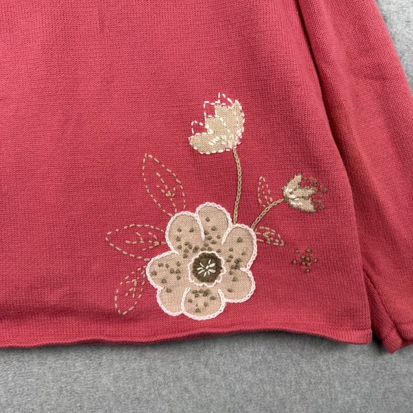 Vintage CJ Banks Sweater Womens 2X Pink Floral Embroidered Cardigan Y2K Granny - Picture 8 of 11